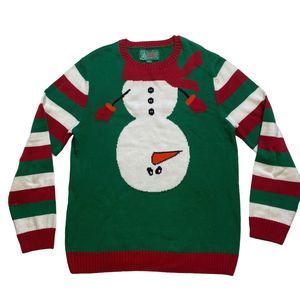 CHRISTMAS woman's size XL snowman green red ugly tacky holiday party sweater